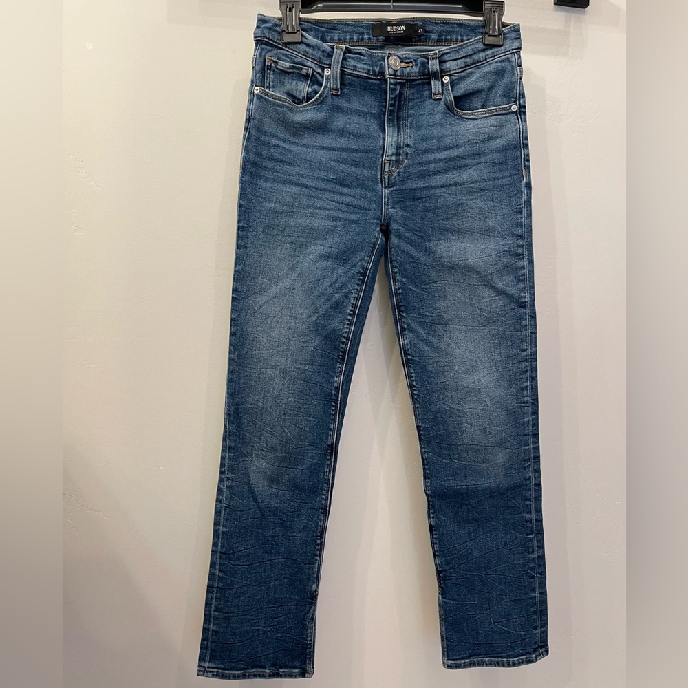 Hudson Denim Jeans Size 27 Nico Good Times Straight Mid Rise Ankle Stretch Slit
